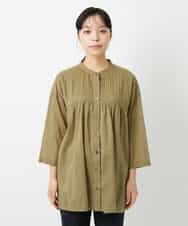 NHBHD02180 GIANNI LO GIUDICE(小さいサイズ)(メゾン ドゥ サンク) コットンボイルピンタックロングブラウス カーキ