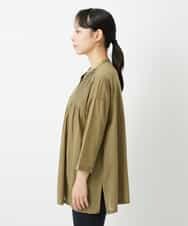 NHBHD02180 GIANNI LO GIUDICE(小さいサイズ)(メゾン ドゥ サンク) コットンボイルピンタックロングブラウス カーキ