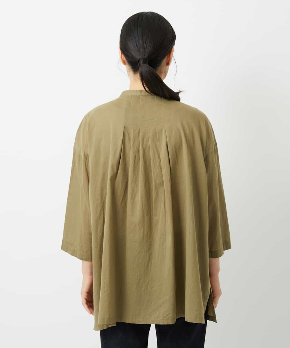 NHBHD02180 GIANNI LO GIUDICE(小さいサイズ)(メゾン ドゥ サンク) コットンボイルピンタックロングブラウス カーキ