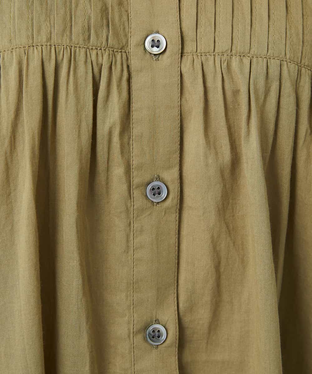 NHBHD02180 GIANNI LO GIUDICE(小さいサイズ)(メゾン ドゥ サンク) コットンボイルピンタックロングブラウス カーキ