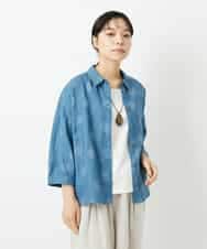 NHBHD06360 GIANNI LO GIUDICE(小さいサイズ)(メゾン ドゥ サンク) リネンドットブラウス ブルー