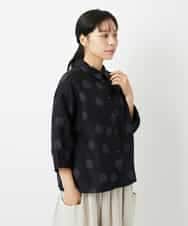 NHBHD06360 GIANNI LO GIUDICE(小さいサイズ)(メゾン ドゥ サンク) リネンドットブラウス ブルー