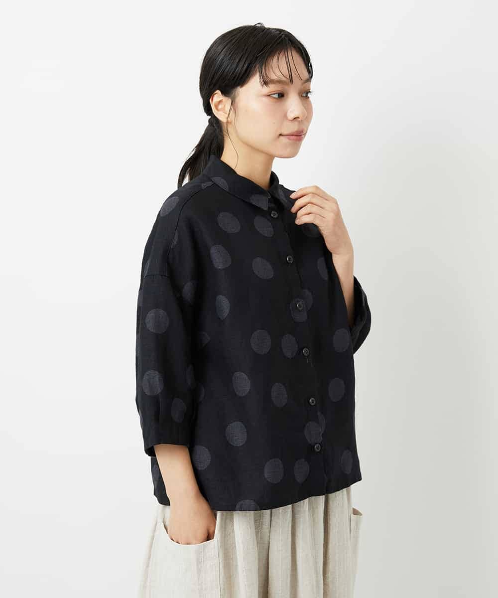 NHBHD06360 GIANNI LO GIUDICE(小さいサイズ)(メゾン ドゥ サンク) リネンドットブラウス ブルー
