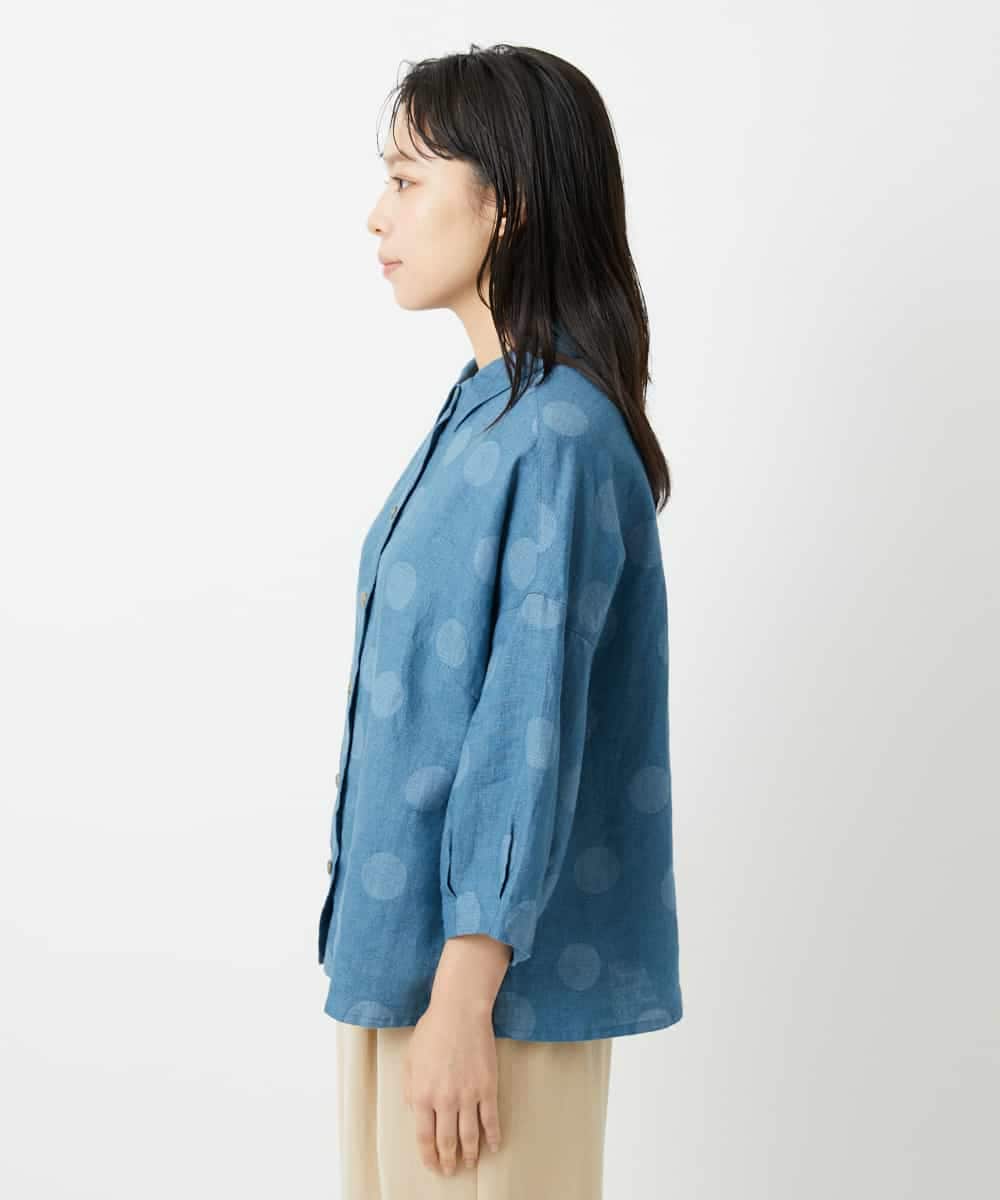 NHBHD06360 GIANNI LO GIUDICE(小さいサイズ)(メゾン ドゥ サンク) リネンドットブラウス ブルー