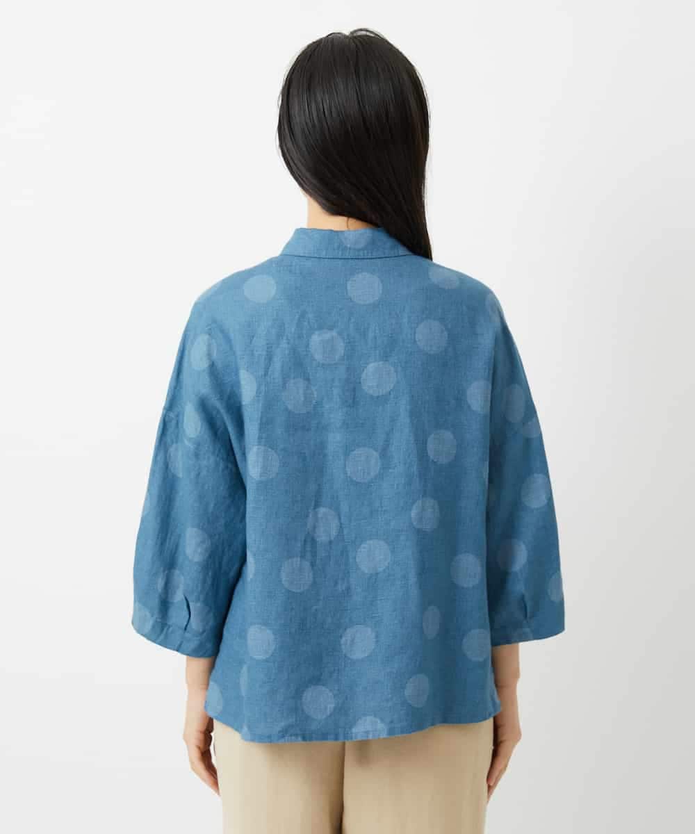 NHBHD06360 GIANNI LO GIUDICE(小さいサイズ)(メゾン ドゥ サンク) リネンドットブラウス ブルー