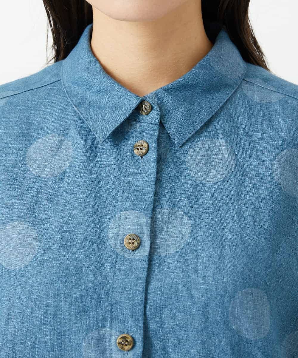 NHBHD06360 GIANNI LO GIUDICE(小さいサイズ)(メゾン ドゥ サンク) リネンドットブラウス ブルー