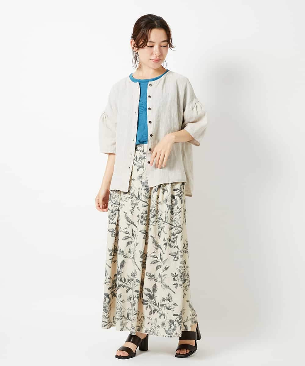 NHBHD66290 GIANNI LO GIUDICE(小さいサイズ)(メゾン ドゥ サンク) 麻ストライプブラウス ベージュ
