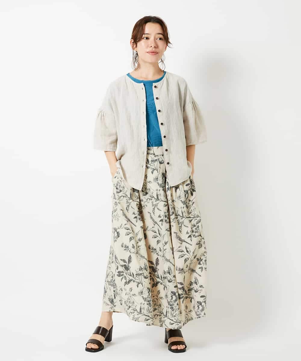 NHBHD66290 GIANNI LO GIUDICE(小さいサイズ)(メゾン ドゥ サンク) 麻ストライプブラウス ベージュ
