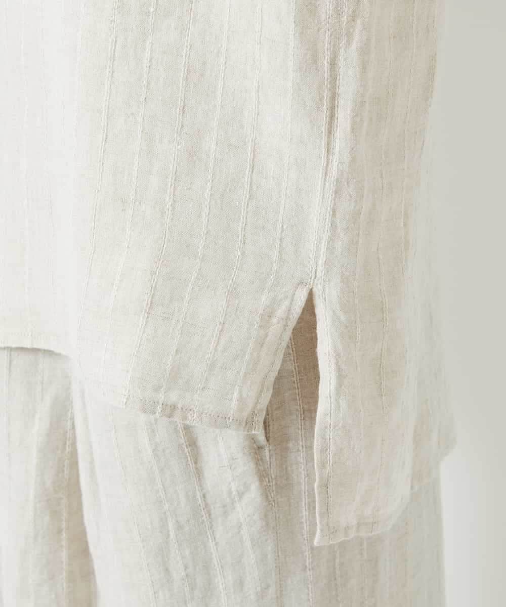 NHBHD66290 GIANNI LO GIUDICE(小さいサイズ)(メゾン ドゥ サンク) 麻ストライプブラウス ベージュ