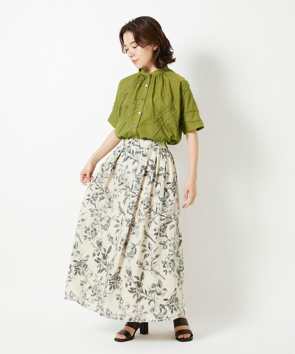 NHBHD67190 GIANNI LO GIUDICE(小さいサイズ)(メゾン ドゥ サンク) コットンレーヨンボイルブラウス グリーン