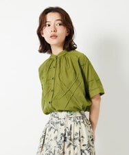 NHBHD67190 GIANNI LO GIUDICE(小さいサイズ)(メゾン ドゥ サンク) コットンレーヨンボイルブラウス グリーン
