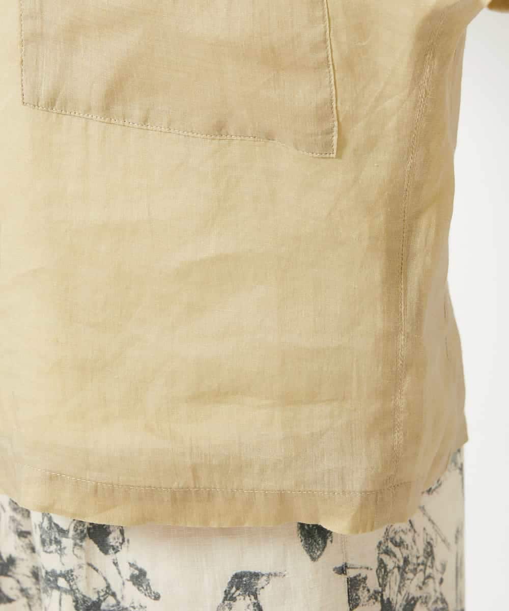 NHBHE60230 GIANNI LO GIUDICE(小さいサイズ)(メゾン ドゥ サンク) 麻シャンブレープリントブラウス イエローベージュ