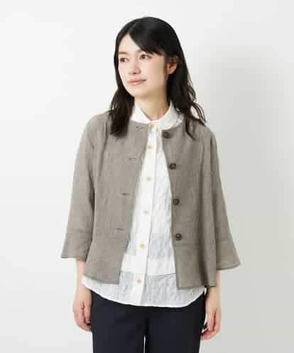 NHBHF80270 GIANNI LO GIUDICE(小さいサイズ) 綿麻ワッシャーペプラムデザインブラウス
