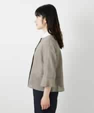 NHBHF80270 GIANNI LO GIUDICE(小さいサイズ)(メゾン ドゥ サンク) 綿麻ワッシャーペプラムデザインブラウス ブラウン