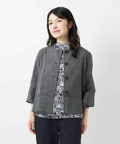 NHBHF80270 GIANNI LO GIUDICE(小さいサイズ) 綿麻ワッシャーペプラムデザインブラウス