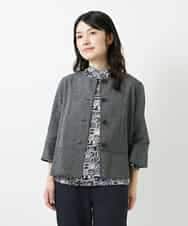 NHBHF80270 GIANNI LO GIUDICE(小さいサイズ)(メゾン ドゥ サンク) 綿麻ワッシャーペプラムデザインブラウス ブラック