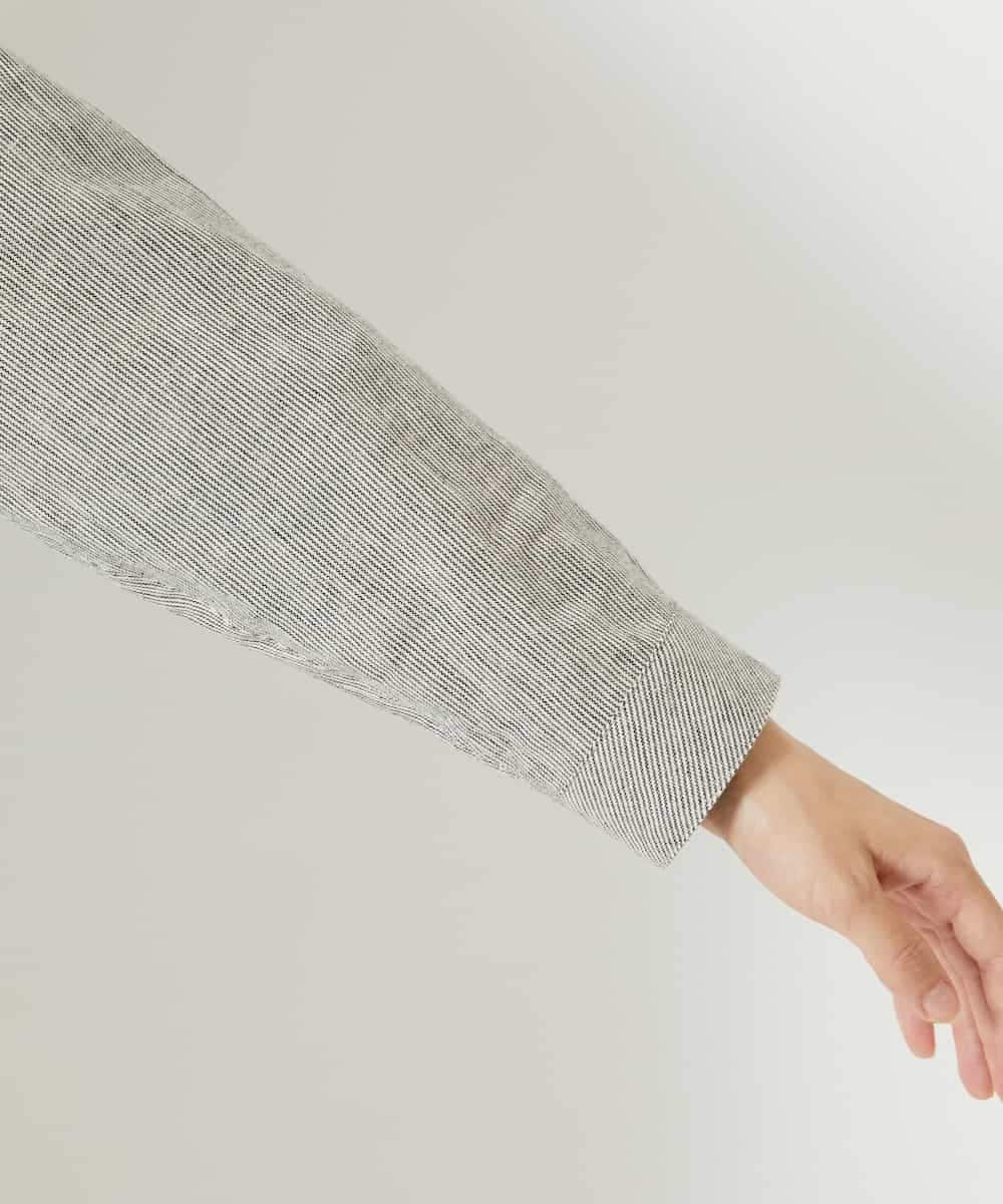 NHBHF82270 GIANNI LO GIUDICE(小さいサイズ)(メゾン ドゥ サンク) コットンリネンシャツブラウス グレー（ストライプ）