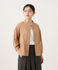 NHBHF83230 GIANNI LO GIUDICE(小さいサイズ)(メゾン ドゥ サンク) オーガニックシャーリングギンガムブラウス オレンジ系