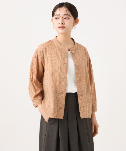 NHBHF83230 GIANNI LO GIUDICE(小さいサイズ) オーガニックシャーリングギンガムブラウス