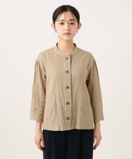 NHBHF83230 GIANNI LO GIUDICE(小さいサイズ)(メゾン ドゥ サンク) オーガニックシャーリングギンガムブラウス グリーン系