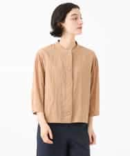NHBHF83230 GIANNI LO GIUDICE(小さいサイズ)(メゾン ドゥ サンク) オーガニックシャーリングギンガムブラウス オレンジ系