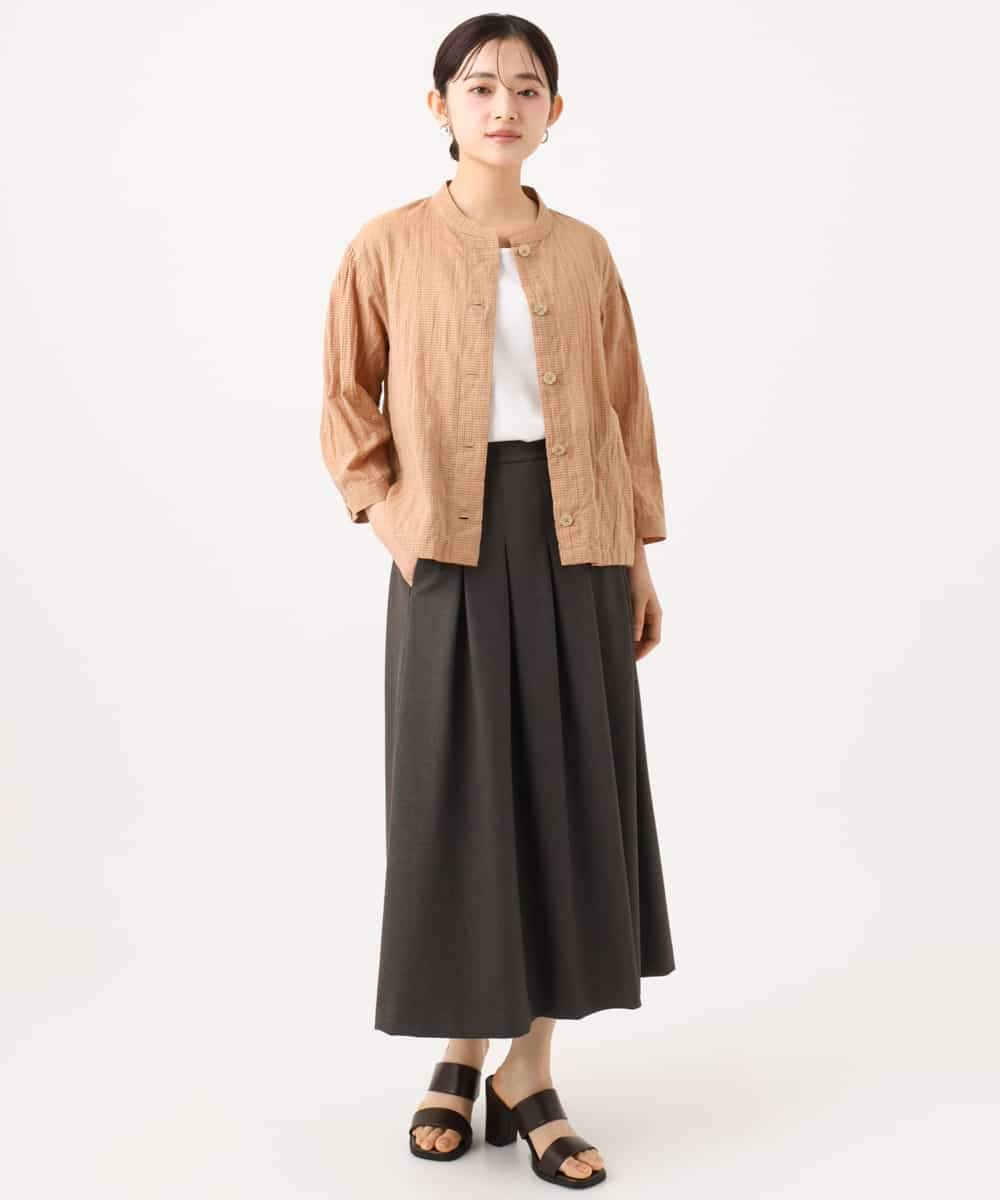 NHBHF83230 GIANNI LO GIUDICE(小さいサイズ)(メゾン ドゥ サンク) オーガニックシャーリングギンガムブラウス オレンジ系