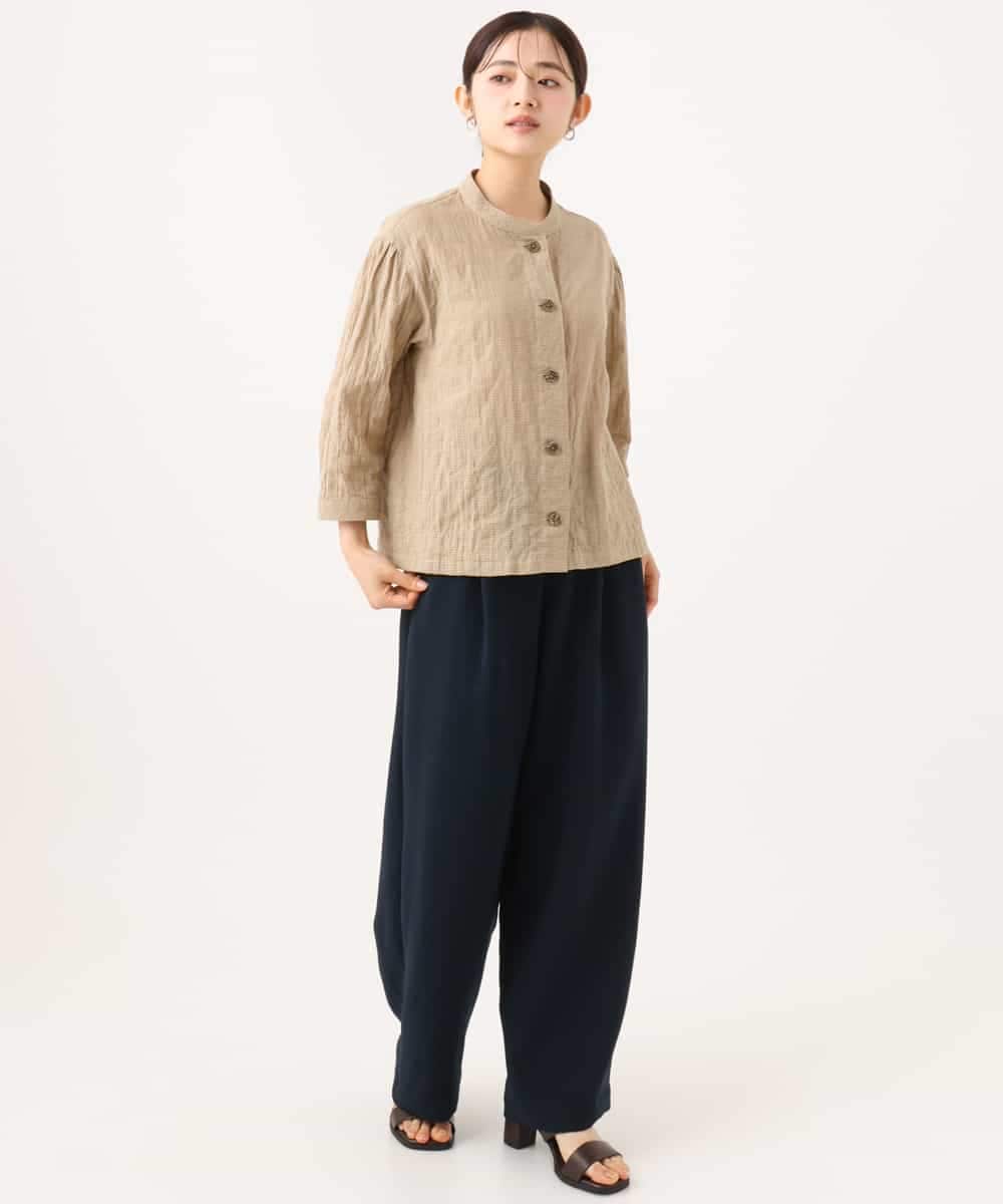 NHBHF83230 GIANNI LO GIUDICE(小さいサイズ)(メゾン ドゥ サンク) オーガニックシャーリングギンガムブラウス オレンジ系