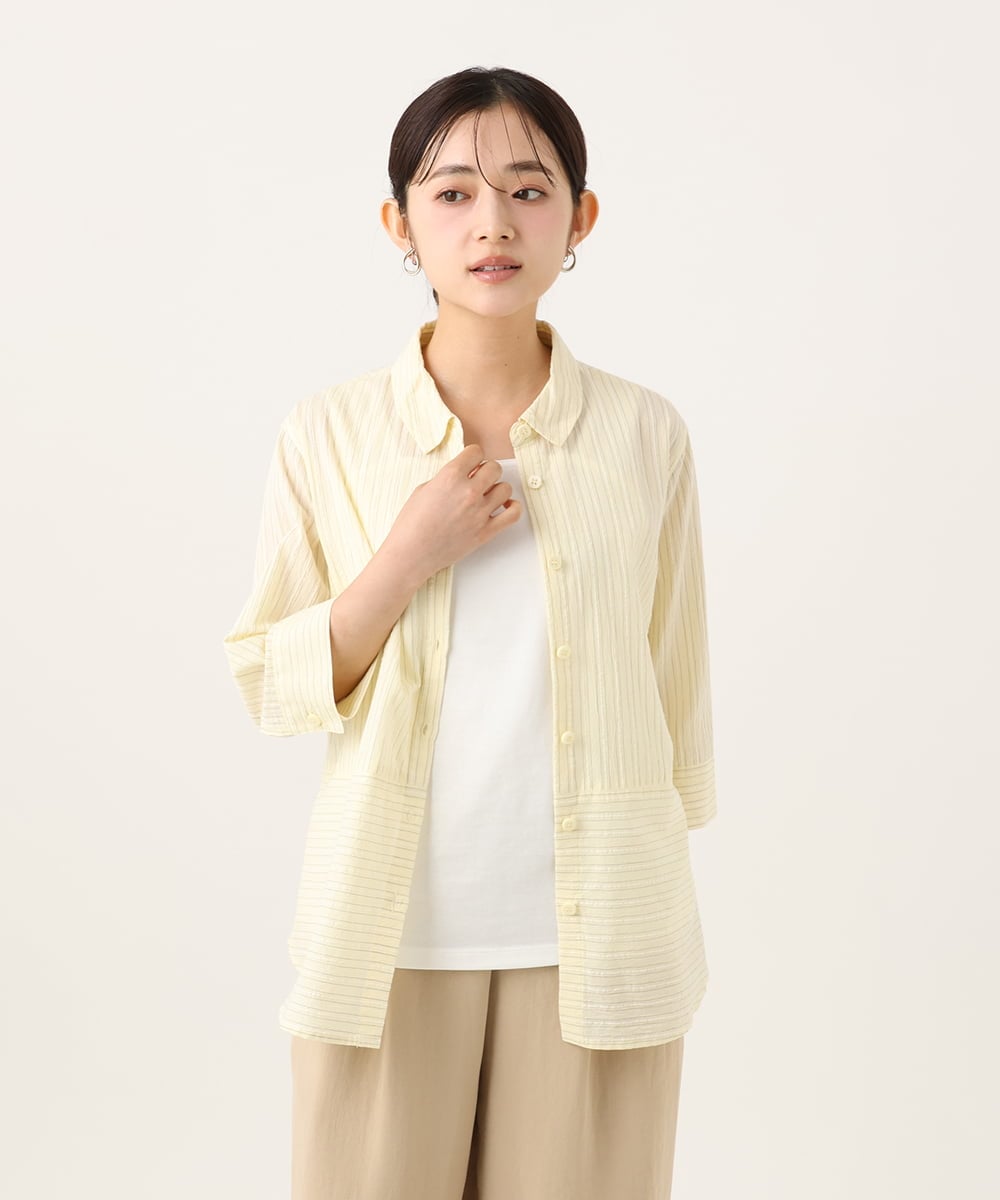 NHBHF84230 GIANNI LO GIUDICE(小さいサイズ)(メゾン ドゥ サンク) ストライプブラウス ライトイエロー