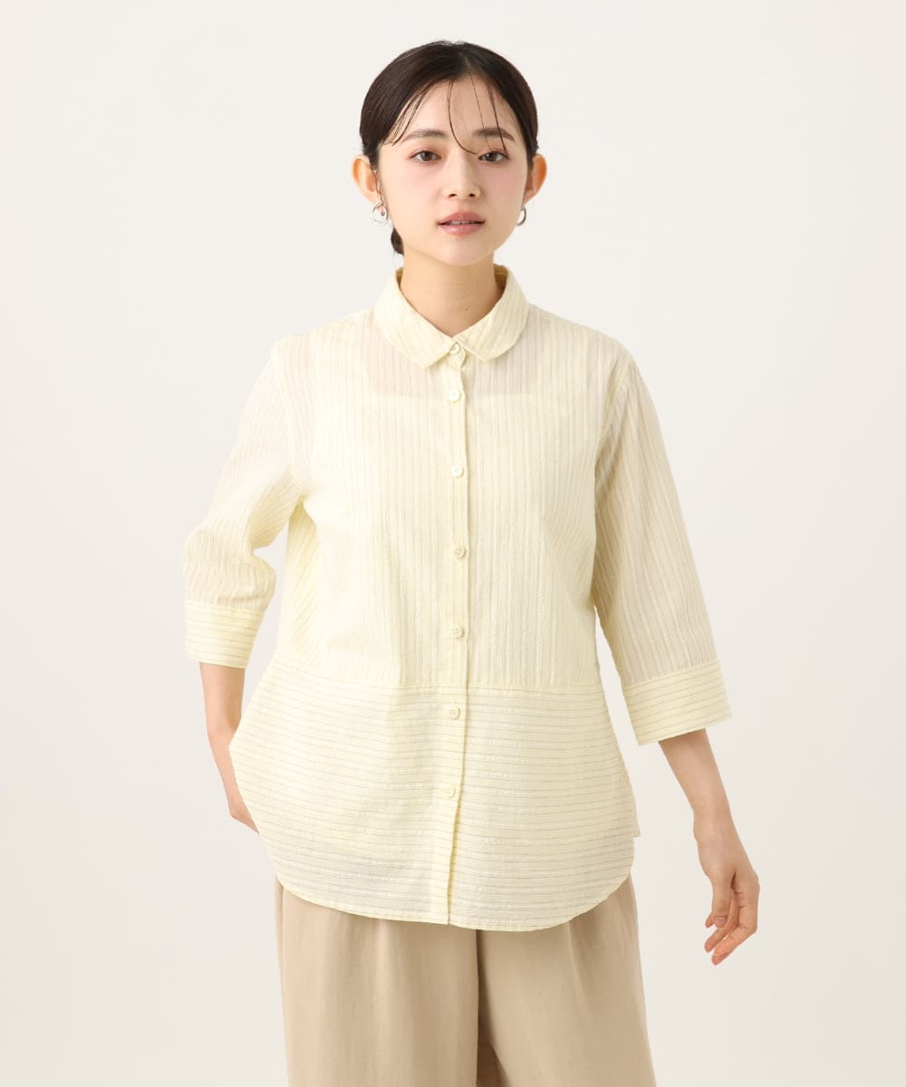 NHBHF84230 GIANNI LO GIUDICE(小さいサイズ)(メゾン ドゥ サンク) ストライプブラウス ライトイエロー