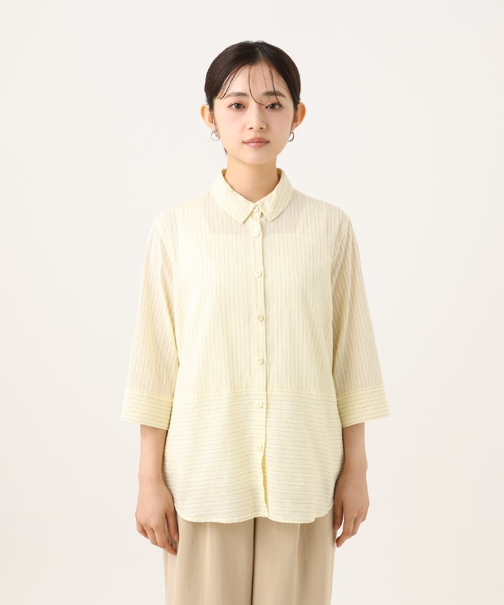 NHBHF84230 GIANNI LO GIUDICE(小さいサイズ)(メゾン ドゥ サンク) ストライプブラウス ライトイエロー