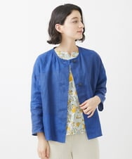 NHBHW02270 GIANNI LO GIUDICE(小さいサイズ)(メゾン ドゥ サンク) リネンビッグドットプリントブラウス ブルー