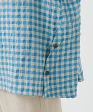 NHBHW03250 GIANNI LO GIUDICE(小さいサイズ)(メゾン ドゥ サンク) 先染めギンガムチェック綿麻ブラウス ブルー