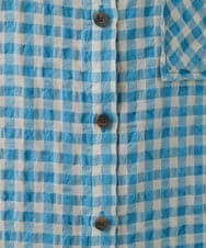 NHBHW03250 GIANNI LO GIUDICE(小さいサイズ)(メゾン ドゥ サンク) 先染めギンガムチェック綿麻ブラウス ブルー