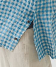 NHBHW03250 GIANNI LO GIUDICE(小さいサイズ)(メゾン ドゥ サンク) 先染めギンガムチェック綿麻ブラウス ブルー