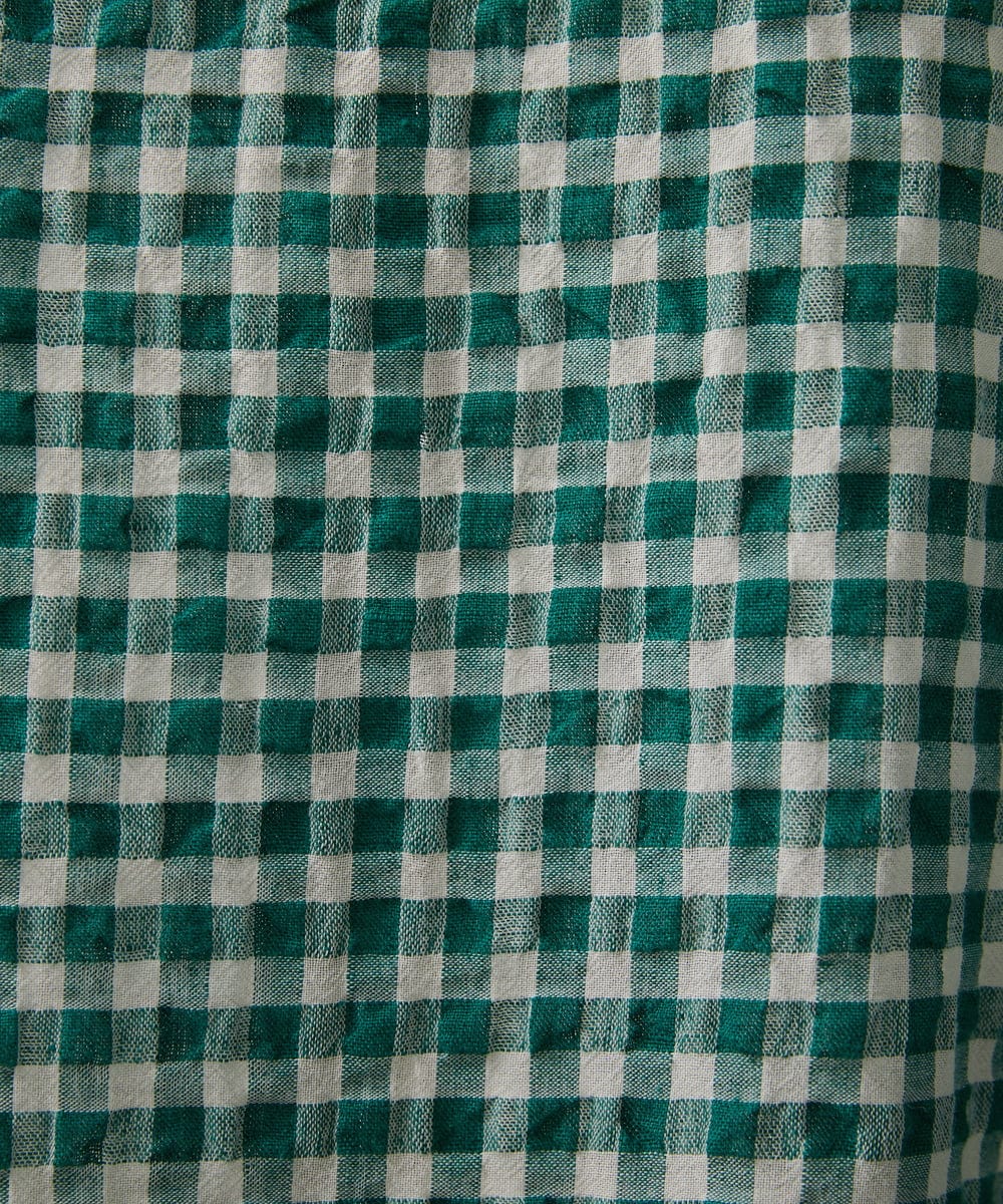 NHBHW03250 GIANNI LO GIUDICE(小さいサイズ)(メゾン ドゥ サンク) 先染めギンガムチェック綿麻ブラウス ブルー