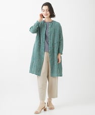 NHBHW04330 GIANNI LO GIUDICE(小さいサイズ)(メゾン ドゥ サンク) 先染めギンガムチェック綿麻ロングブラウス ブルー