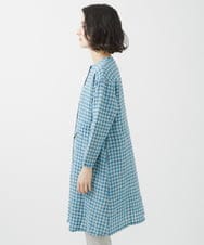NHBHW04330 GIANNI LO GIUDICE(小さいサイズ)(メゾン ドゥ サンク) 先染めギンガムチェック綿麻ロングブラウス ブルー