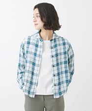 NHBHW05290 GIANNI LO GIUDICE(小さいサイズ)(メゾン ドゥ サンク) [日本製]東炊きチェック柄ブラウス ライトブルー系