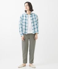 NHBHW05290 GIANNI LO GIUDICE(小さいサイズ)(メゾン ドゥ サンク) [日本製]東炊きチェック柄ブラウス ライトブルー系