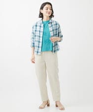 NHBHW05290 GIANNI LO GIUDICE(小さいサイズ)(メゾン ドゥ サンク) [日本製]東炊きチェック柄ブラウス ライトブルー系