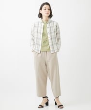 NHBHW05290 GIANNI LO GIUDICE(小さいサイズ)(メゾン ドゥ サンク) [日本製]東炊きチェック柄ブラウス ライトブルー系
