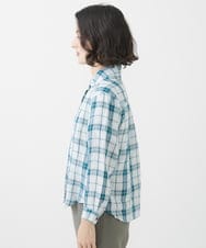 NHBHW05290 GIANNI LO GIUDICE(小さいサイズ)(メゾン ドゥ サンク) [日本製]東炊きチェック柄ブラウス ライトブルー系