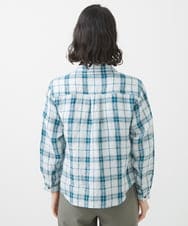 NHBHW05290 GIANNI LO GIUDICE(小さいサイズ)(メゾン ドゥ サンク) [日本製]東炊きチェック柄ブラウス ライトブルー系