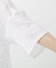 NHBHW06230 GIANNI LO GIUDICE(小さいサイズ)(メゾン ドゥ サンク) ウォッシャブルリネン刺繍半袖ブラウス ホワイト