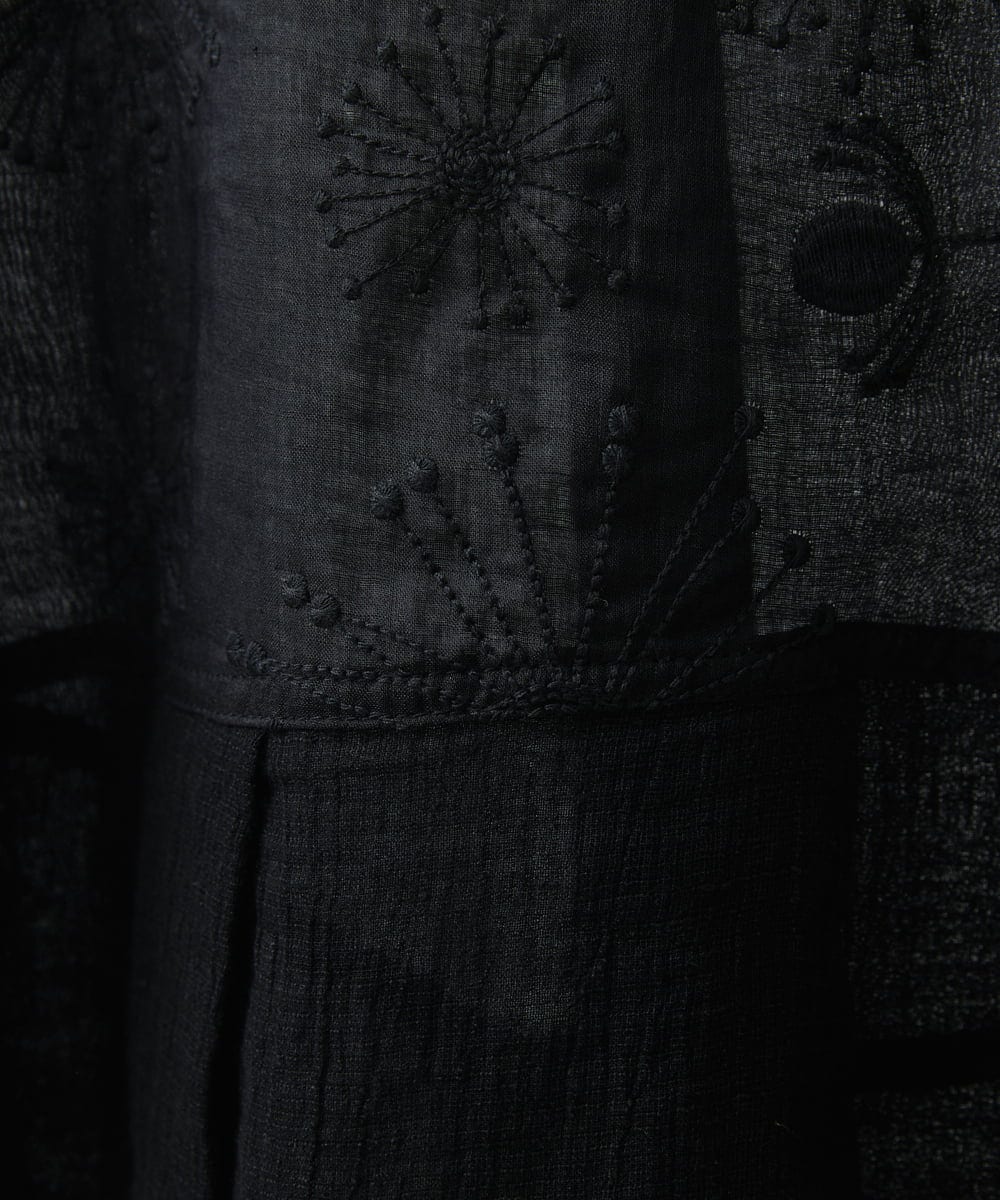 NHBHW06230 GIANNI LO GIUDICE(小さいサイズ)(メゾン ドゥ サンク) ウォッシャブルリネン刺繍半袖ブラウス ホワイト