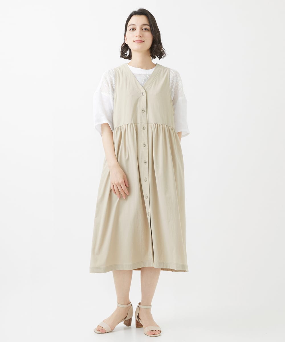 NHBHW06230 GIANNI LO GIUDICE(小さいサイズ)(メゾン ドゥ サンク) ウォッシャブルリネン刺繍半袖ブラウス ホワイト