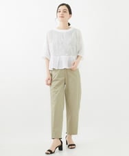 NHBHW06230 GIANNI LO GIUDICE(小さいサイズ)(メゾン ドゥ サンク) ウォッシャブルリネン刺繍半袖ブラウス ホワイト