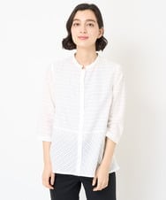 NHBHX96220 GIANNI LO GIUDICE(小さいサイズ)(メゾン ドゥ サンク) シアーボーダーブラウス ホワイト