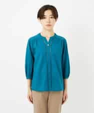 NHBJB01330 GIANNI LO GIUDICE(小さいサイズ)(メゾン ドゥ サンク) [セットアップ対応]ミラクルウェーブブラウス ターコイズブルー