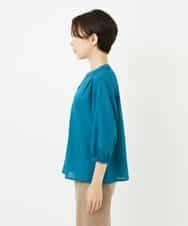 NHBJB01330 GIANNI LO GIUDICE(小さいサイズ)(メゾン ドゥ サンク) [セットアップ対応]ミラクルウェーブブラウス ターコイズブルー
